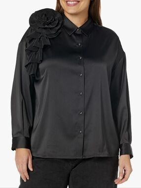 NWT The Drop Juliette Foxx Black Corsage Blouse